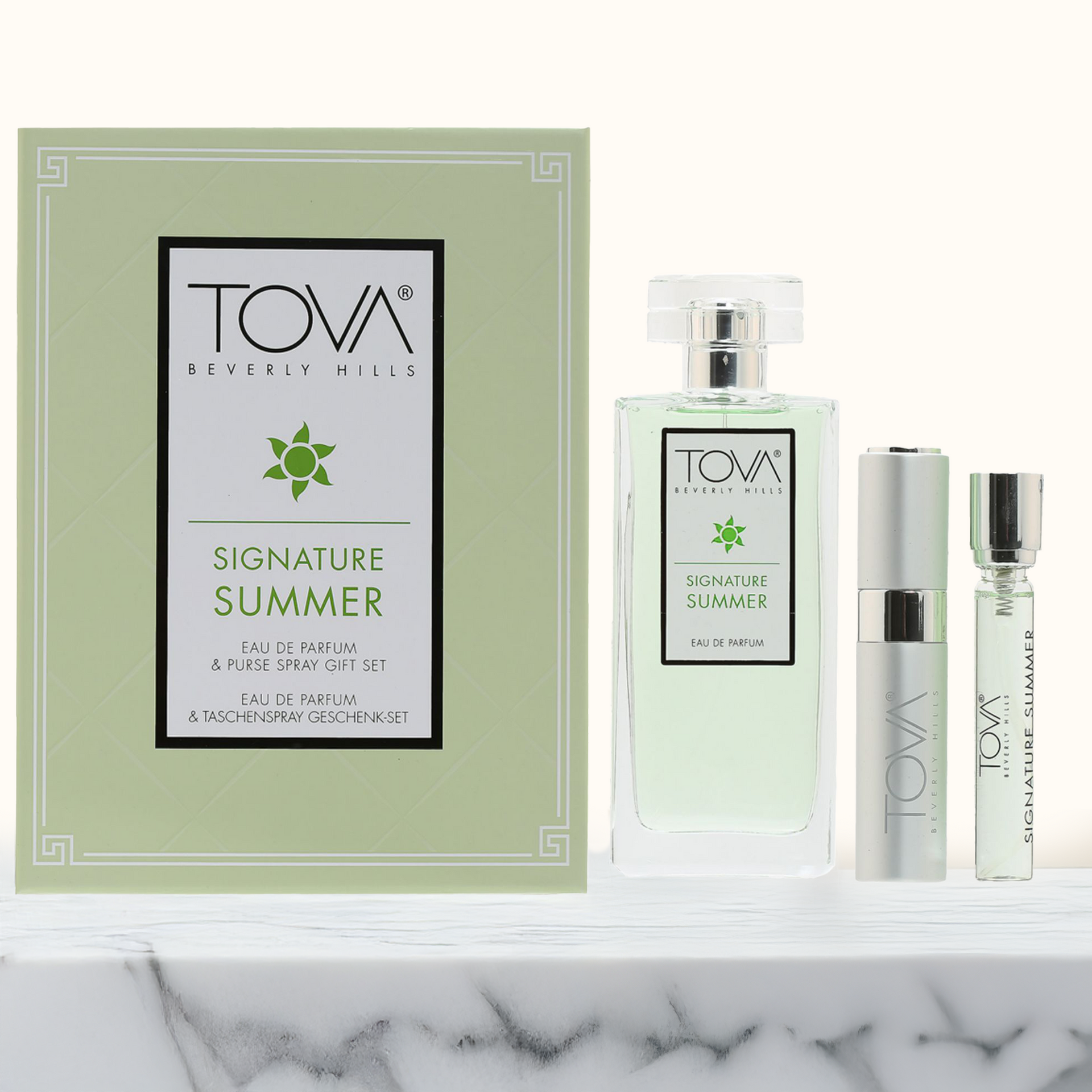 TOVA SIGNATURE SUMMER 3.4 OZ SPRAY+ATOMIZER .33 OZ REFILL – 3 PC